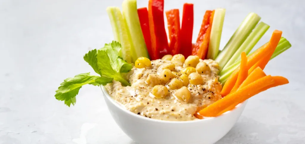 Veggies And Homemade Hummus